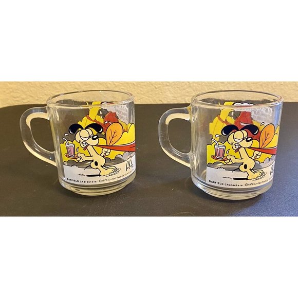 McDonald's Other - Garfield Odie Glass Cup Coffee Mugs McDonalds Set of 2 by Jim Davis Vintage 1978
